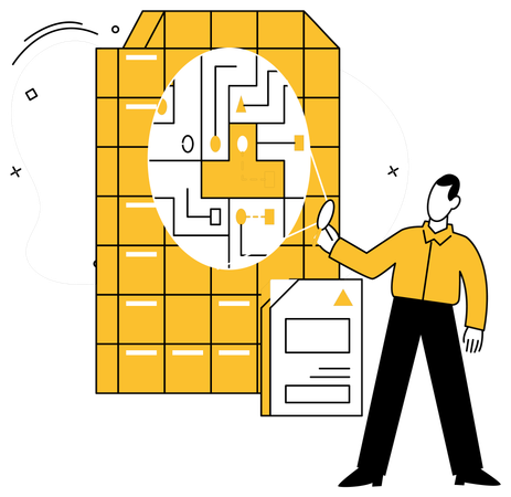 Empleado trabajando en Arquitectura de Datos  Ilustración