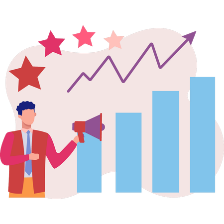 Empleado que trabaja en la calificación de gráficos  Ilustración