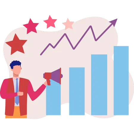 Empleado que trabaja en la calificación de gráficos  Ilustración