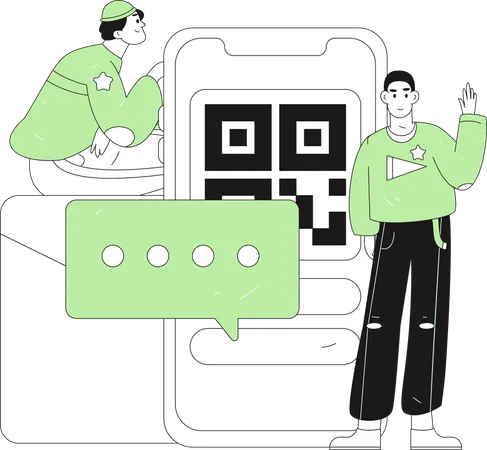 Empleados que protegen los mensajes de comunicación  Ilustración