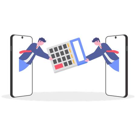 Empleados calculando gastos en la calculadora  Ilustración