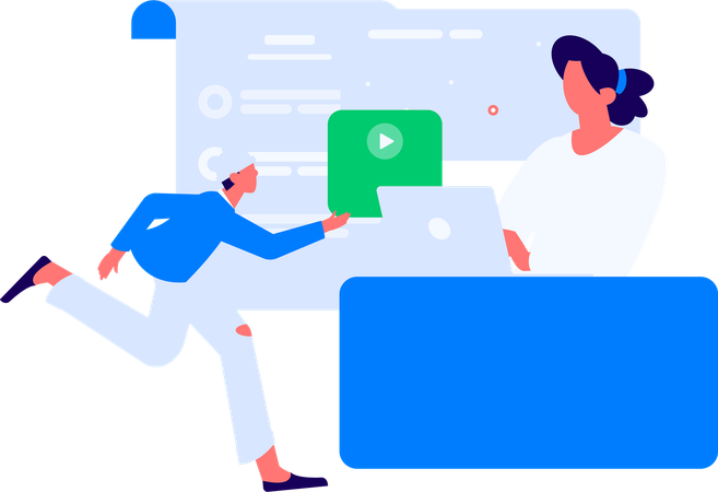 Empleados de negocios trabajando en una tarea  Ilustración