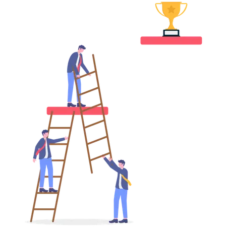 Empleados de negocios se ayudan entre sí para lograr el éxito  Ilustración