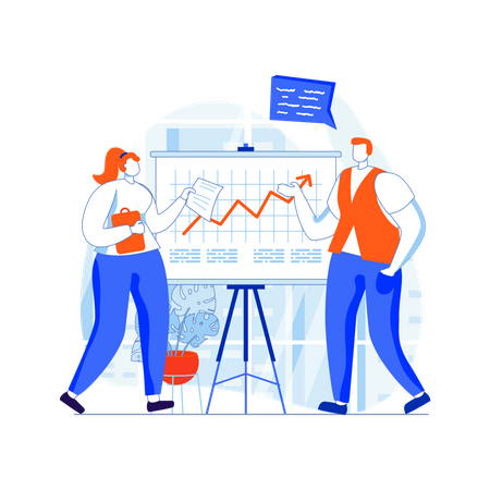 Empleados de negocios analizando el gráfico  Illustration