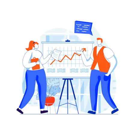 Empleados de negocios analizando el gráfico  Illustration