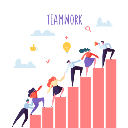 Empleados de negocios trabajando juntos - concepto de trabajo en equipo  Ilustración