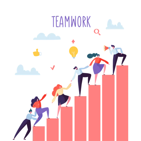 Empleados de negocios trabajando juntos - concepto de trabajo en equipo  Ilustración