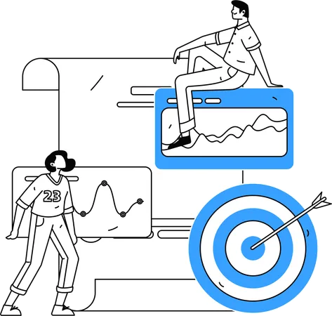 Empleados desarrollando estrategias de crecimiento  Ilustración