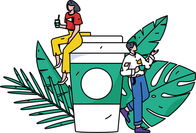 Los empleados disfrutan de una pausa para el té  Ilustración