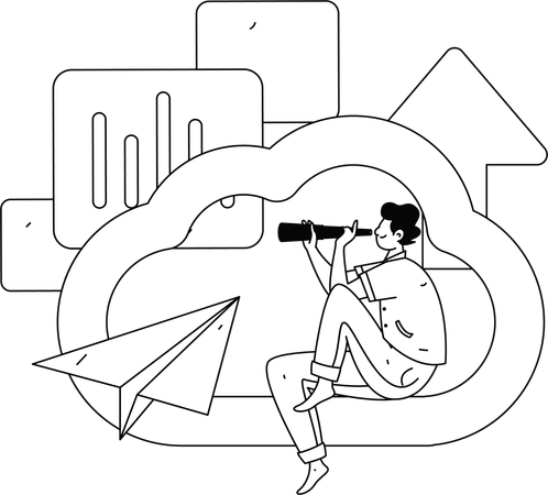 Empleados que realizan análisis de datos en línea.  Ilustración