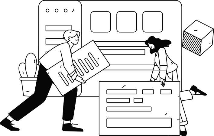 Empleados haciendo discusión  Ilustración