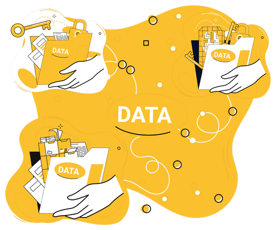 Empleados trabajando en el desarrollo de algoritmos de datos  Ilustración