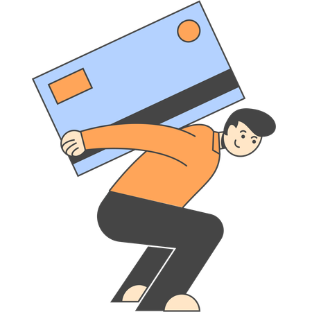 Employé accablé par une facture de carte de crédit  Illustration