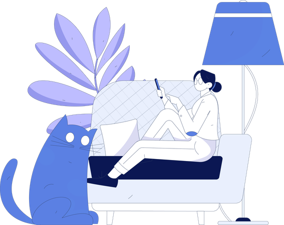 Employé appréciant le travail à domicile  Illustration