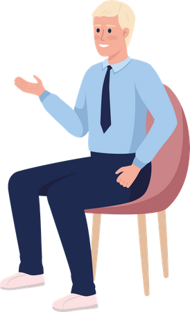 Employé assis sur une chaise  Illustration