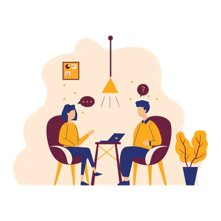 Employé au bureau en train de discuter  Illustration