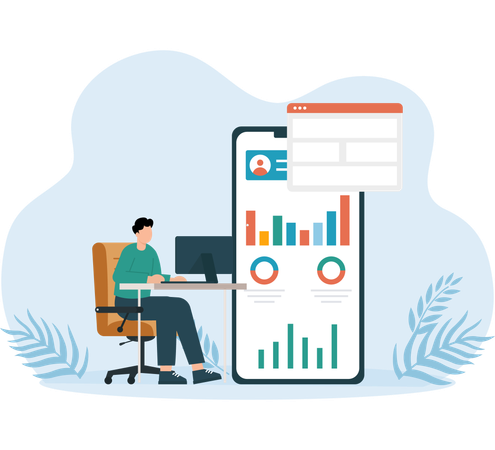 Page de statistiques de visualisation des employés  Illustration