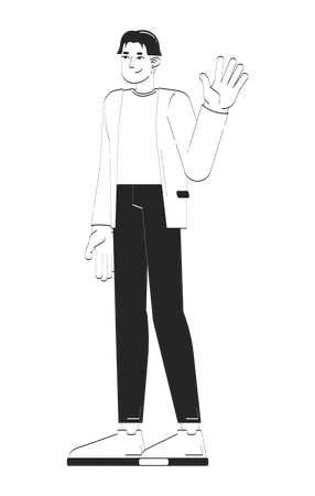 Un employé coréen accessible en blazer salue  Illustration