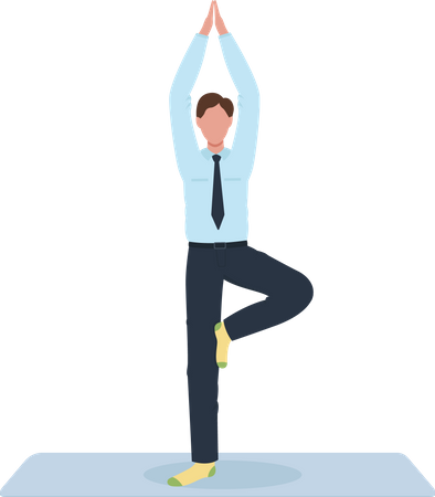 Employé de bureau faisant une pose de yoga  Illustration