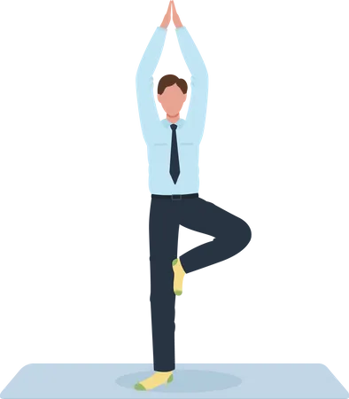 Employé de bureau faisant une pose de yoga  Illustration