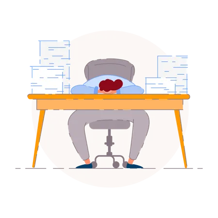 Employé de bureau fatigué  Illustration