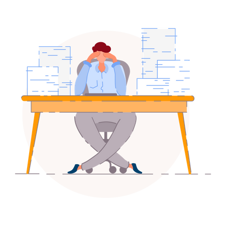 Employé de bureau fatigué  Illustration