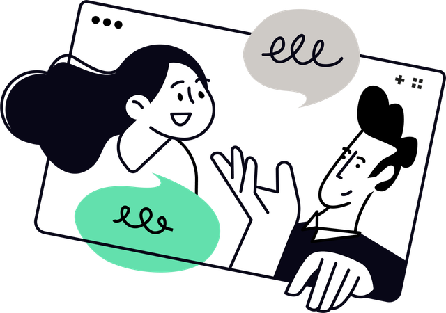 Employé d'entreprise parlant en ligne  Illustration