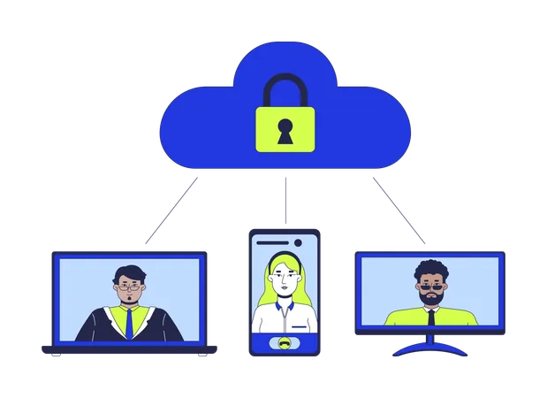 Employé de l'entreprise obtenant des informations d'identification pour une réunion  Illustration