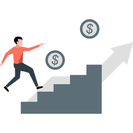 L'employé est satisfait de sa croissance financière  Illustration