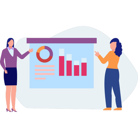 Un employé discute d'un tableau de croissance  Illustration