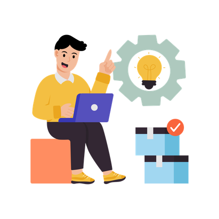 Employé effectuant la gestion des idées  Illustration