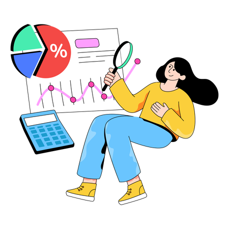 Employé effectuant une analyse de données  Illustration