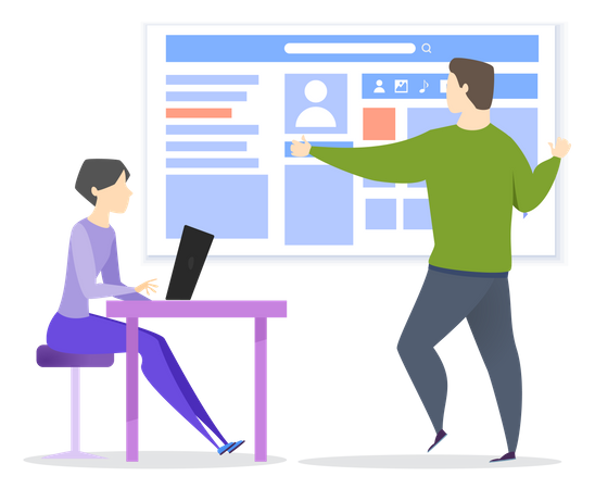 Employé effectuant une analyse de profil de poste  Illustration