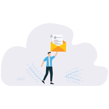Employé effectuant la livraison d'une lettre de promotion  Illustration