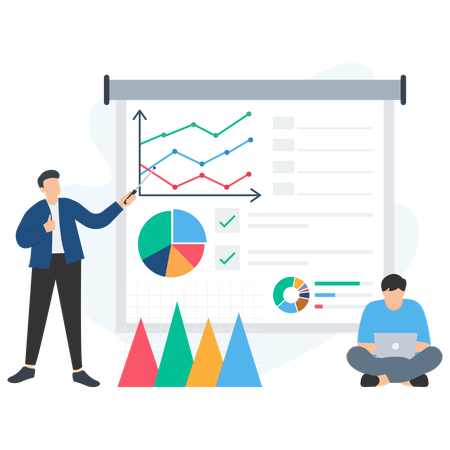 Employé effectuant une analyse de travail  Illustration