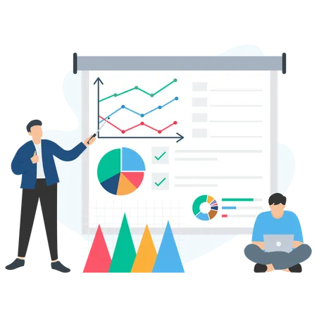 Employé effectuant une analyse de travail  Illustration