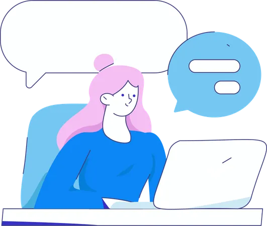 L'employé envoie des conversations en ligne aux clients  Illustration