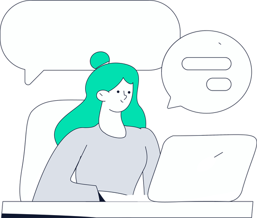 L'employé envoie des conversations en ligne aux clients  Illustration