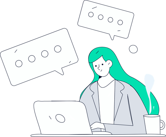 Employé envoyant des messages en ligne  Illustration