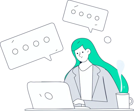 Employé envoyant des messages en ligne  Illustration