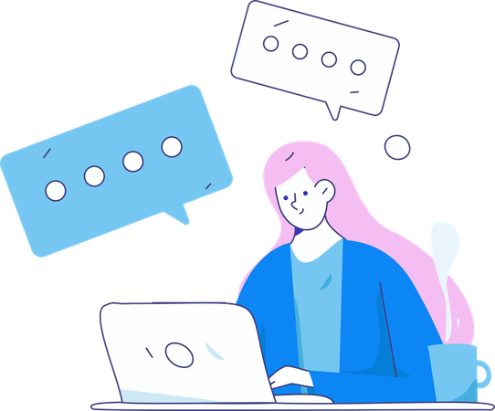 Employé envoyant des messages en ligne  Illustration