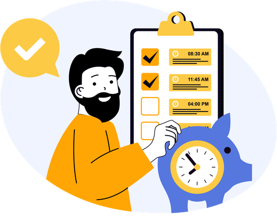 L'employé essaie de terminer les tâches en attente à temps  Illustration
