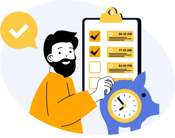 L'employé essaie de terminer les tâches en attente à temps  Illustration