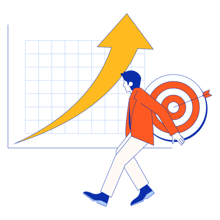 Employé essayant de trouver des objectifs cibles  Illustration