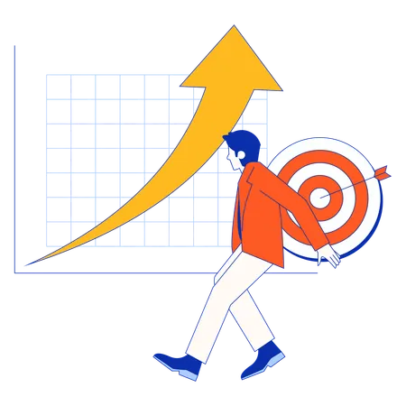 Employé essayant de trouver des objectifs cibles  Illustration