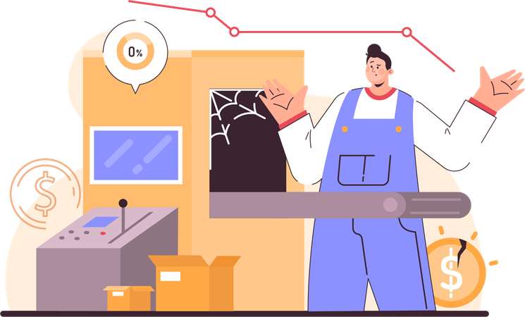 Les employés font face à une crise commerciale  Illustration