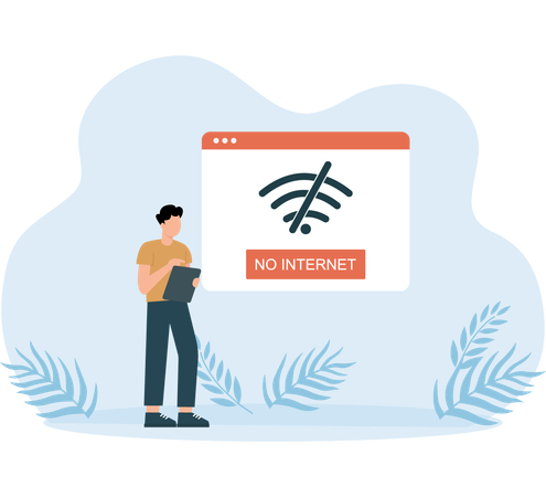 L'employé fait face à une absence de connexion Wi-Fi  Illustration