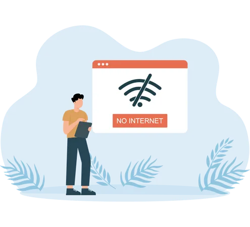 L'employé fait face à une absence de connexion Wi-Fi  Illustration