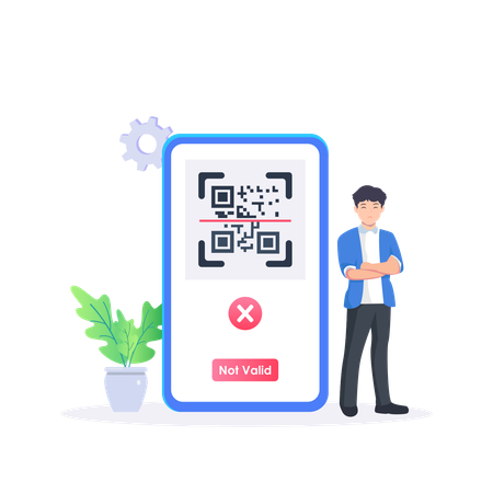 Un employé fait face à une erreur de code QR  Illustration