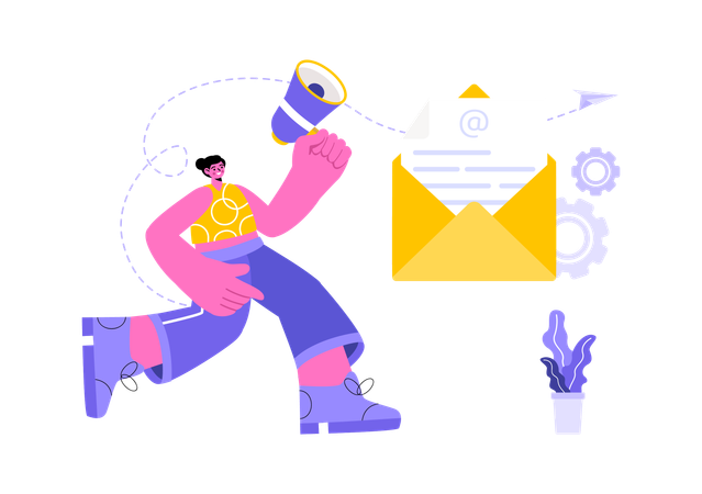 Employé faisant du marketing par courrier  Illustration